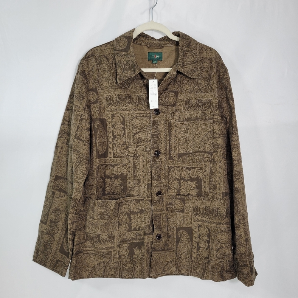 J Crew Cotton-linen blend chore jacket CH138 Size M Brown NWT - Picture 5 of 8